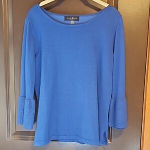 August Silk Cobalt Blue Long Sleeve Top